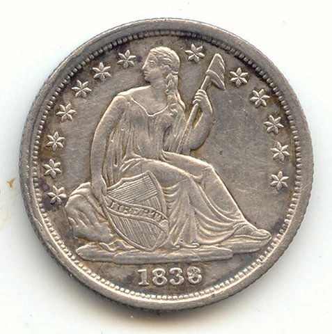 1838 Seated Liberty Dime, Sharp AU Details Cover