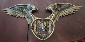 Design Toscano Steampunk Winged Heart Sculptural Wall Clock - Picture 1 of 11