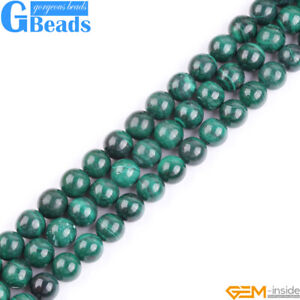 Natural Malachite Grade A Gemstone Round Loose Beads For Jewelry Making 15" 8mm