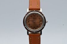 Hermes Paris Quartz Women's Watch 0 31/32in Steel Clipper 2 Leather Vintage