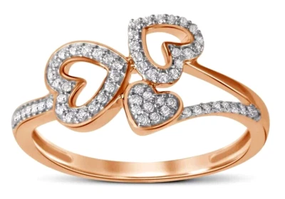 1.24ct Natural round diamond 14k solid Rose gold cluster wedding heart Ring - Image 1 of 4