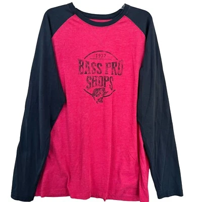 Bass Pro Shops Tshirt Adult 2XL Red Black Raglan Premium Outdoor Gear Campcore - Image 1 of 4