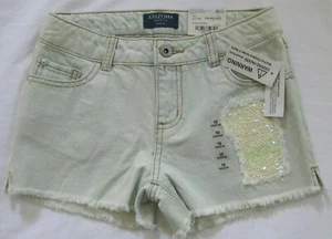 NEW Girl's Arizona Shortie Shorts Light Denim Cutoff Bleach Sequins Size 10 16 - Picture 1 of 25