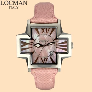 Locman Cross Ref 181 Unique Quartz Watch Mother-Of-Pearl Pink Karung Snake 37mm - Picture 1 of 11