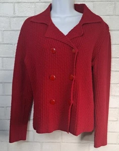 Talbots Double Breasted Sweater Blazer Jacket Women's Size Small Red Knit Preppy - Picture 1 of 4