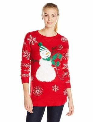 Suéter feo de Navidad muñeco de nieve cuello redondo manga larga Allison Brittney para mujer Foto 1 de 4