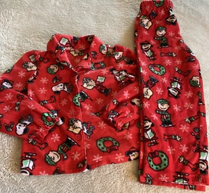 Peanuts Girls Red Charlie Brown Lucy Christmas Fleece 2 Piece Pajamas 4-5 - Picture 1 of 8