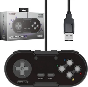 Retro-Bit Legacy 16 Wired USB Controller for Switch, PC, MacOS, RetroPie - Black - Picture 1 of 9