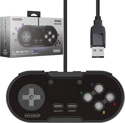 Retro-Bit Legacy 16 Wired USB Controller for Switch, PC, MacOS, RetroPie - Black - Image 1 of 4