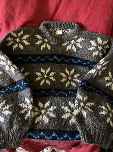 Tejidos 100% Wool Blue White Cardigan Sweater Ecuador XL PRISTINE - Picture 1 of 5