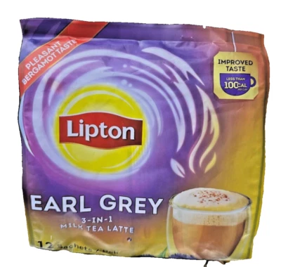 Lipton 3 em 1 Earl Grey Milk Tea Latte 12s x 20gm - 1 pacote - Imagem 1 de 4