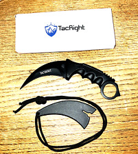 Karambit Black Knife- TacRight 7.5" SelfDefense SurvivalFixed Blade +Sheath