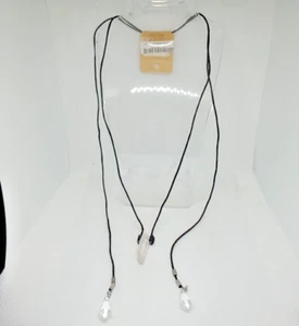 Women's Black String Crystal Pendant Necklace - Picture 1 of 5