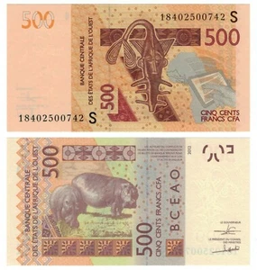 West African States (Guinea-Bissau) 500 Francs (2018) - Hippos/p919Sg, B120S UNC - Picture 1 of 3