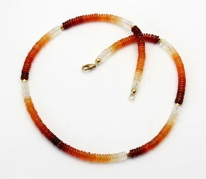Feueropal orange bunte Edelstein-Kette aus Mexiko 43,5 cm lang - Bild 1 von 2