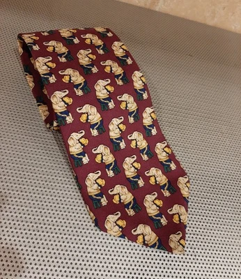 Corbata de boxeo BROOKS BROTHERS para hombre de seda borgoña elefantes EE. UU. USADA EN EXCELENTE ESTADO Foto 1 de 4