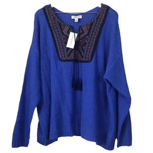 Suéter Bohemio Vintage America Dazzling Blue Sydney Borla Nuevo con Etiquetas Mujeres S... - Imagen 1 de 7