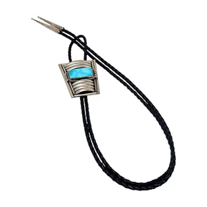 Thomas Charley, Bolo Tie, Kingman Turquoise, Navajo, 44" - Picture 1 of 4