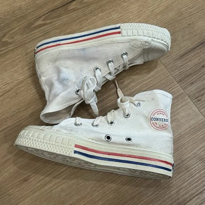 Vintage 70s Converse Made in USA Kids 12 High Top Sneakers White Rare 8” Unworn  - Image 1 of 4