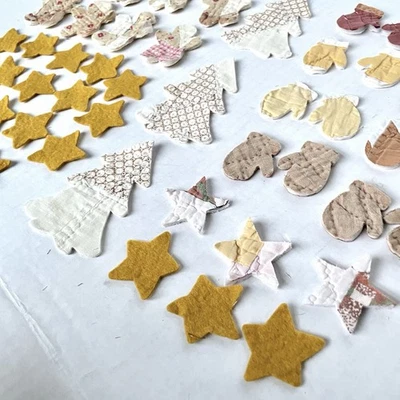 VTG QUILT Applique CHRISTMAS Trees Mitten Star Gingerbread Men CRAFT LOT Die Cut - Image 1 of 4