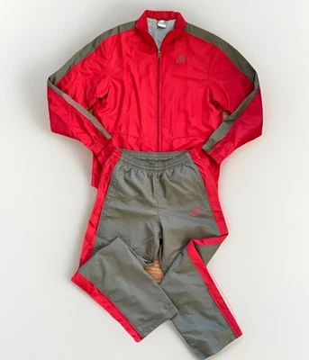 Conjunto cortavientos chándal vintage Nike para hombre chaqueta grande pantalones medianos años 2000 rojo Foto 1 de 4