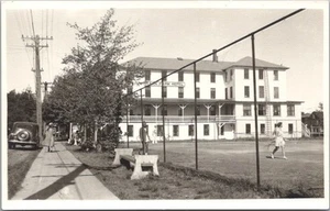 c1940s Ocean Park, Maine Real Photo RPPC Postcard OCEAN PARK HOTEL Tennis Court - Picture 1 of 2