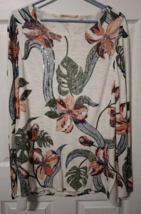 Soft Surroundings Long Sleeve Floral Tunic-large, Sequin Accents - Picture 1 of 4