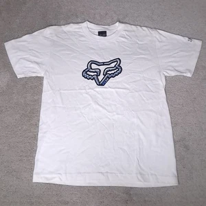 Vintage Y2K Fox Racing T-shirt Boys Medium White Circuit Spellout Logo - Picture 1 of 11