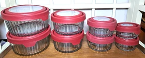 Anchor Hocking TrueSeal Glass Bakeware Storage Set 16 Piece 7-4-2-1 Cups X 2 Ea. - Picture 1 of 3