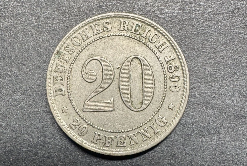 1890 G Germany 20 Twenty Pfennig Key Date Rare 306k Minted - Image 1 of 2