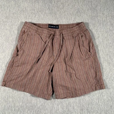 Pantalones Cortos Abercrombie & Fitch Para Hombre Medianos Marrón Rayas 100% Algodón Cordón Foto 1 de 4
