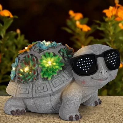 Solar Garden Statues Turtle with Succulent and LED Lights Birthday Gifts for Wom - Image 1 of 4