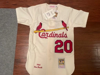 LOU BROCK 1964 WHITE MITCHELL & NESS ST. LOUIS CARDINALS JERSEY W/TAGS NEW SZ 36 - Image 1 of 4