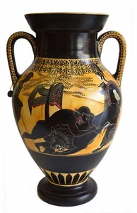 Heracles fighting Lion - Goddess Athena - Ancient Greek Amphora - Museum Replica - Picture 1 of 3