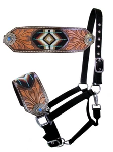 Halter Showman Nylon Western Bronc con Diseño de Cuentas Suroeste Caballo Promedio - Imagen 1 de 1