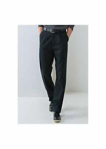 Henbury Black Single Pleat Polyester Trousers work prison security police