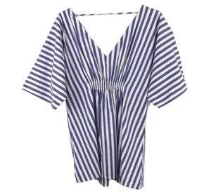 Onia Women's Size M Alessandra Blue Striped Swim Coverup Kaftan Tunic Beach - Picture 1 of 7