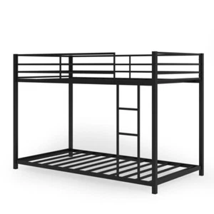 Heavy Duty Metal Bunk Bed Frame Bedroom Twin Over Twin Platform With Side Ladder - Picture 1 of 14