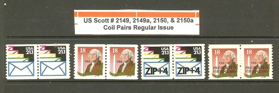 US Scott # 2149 2149a 2150 & 2150a 1985 Reg Coil Pairs Issue - Image 1 of 1