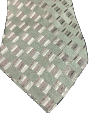 Corbata de seda para hombre Covington diseño verde dorado larga 3" de ancho Foto 1 de 4