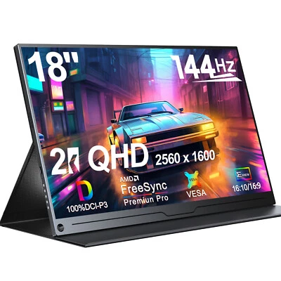 Used | 18" Portable Monitor 2560x1600 100%DCI-P3 144Hz Gaming Monitor PC Screen - Image 1 of 4