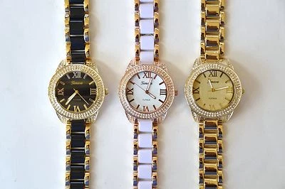 NUEVO RELOJ PULSERA GENEVA PLATINO BLING BRILLO CRISTAL BISEL ELEGANTE RESINA ACRÍLICA Foto 1 de 4