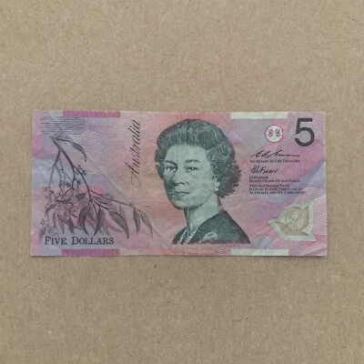 AUSTRALIA 5 Dollars 1996 POLYMER QUEEN Elizabeth II Used MONEY Sidney QEII - Image 1 of 3