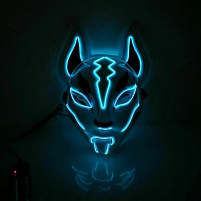 Halloween Clubbing Light Up Kitsune Fox LED Mask Costume Rave Cosplay EDC Party - Image 1 of 2