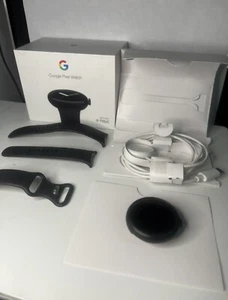 Google Pixel Watch 41mm Matte Black Stainless Steel- Obsidian With box - Zdjęcie 1 z 11