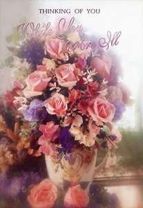 Nice GET WELL SOON ILLNESS Card, Warm Thoughts Flowers by Image Craft + Envelope - Picture 1 of 5