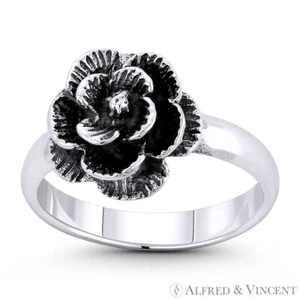 Rose Blume Liebe & Romantik Charm 0,925 Sterling Silber Rechtshand Vorsteckring - Bild 1 von 1