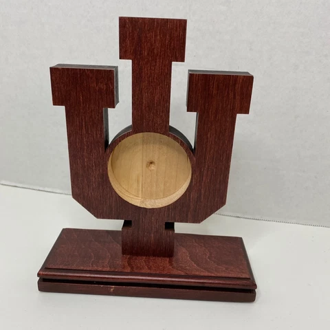 Indiana University IU Wooden Desk Clock Logo Frame Picture Display NCAA Logo Cover