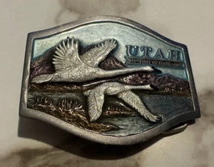 Vintage Utah Gürtelschnalle Limited Edition Numbers 8 Swans Utah Wildlife Resources - Bild 1 von 2
