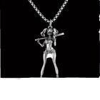 Baseball Bat Goddess Girl Harley Biker Punk Pendant Necklace 60cm Chain New